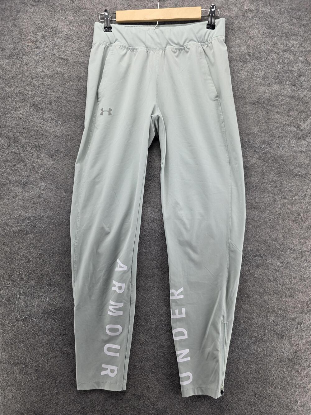 Under Armour Jogger Pants Womens S Green HeatGear Elastic Waist Pockets 28in